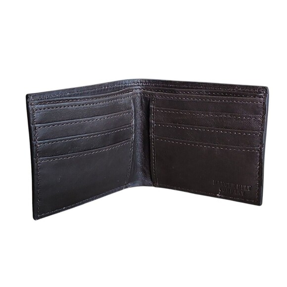 Western Chestnut Leather Bi-fold Wallet Floral FeatersTooled Basket Weave - Picture 2 of 9